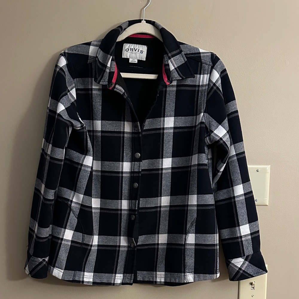 Orvis Black & White Plaid Snap-Front Shirt Jacket
